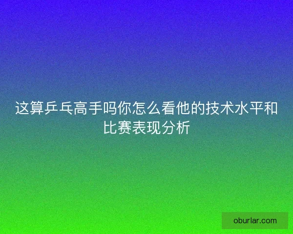 这算乒乓高手吗你怎么看他的技术水平和比赛表现分析