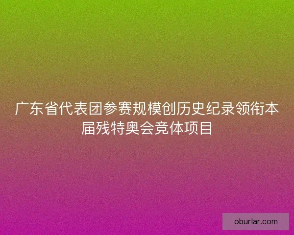 广东省代表团参赛规模创历史纪录领衔本届残特奥会竞体项目